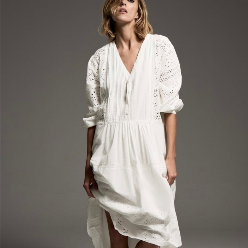 NWT ZARA EMBROIDERED MIDI DRESS XS